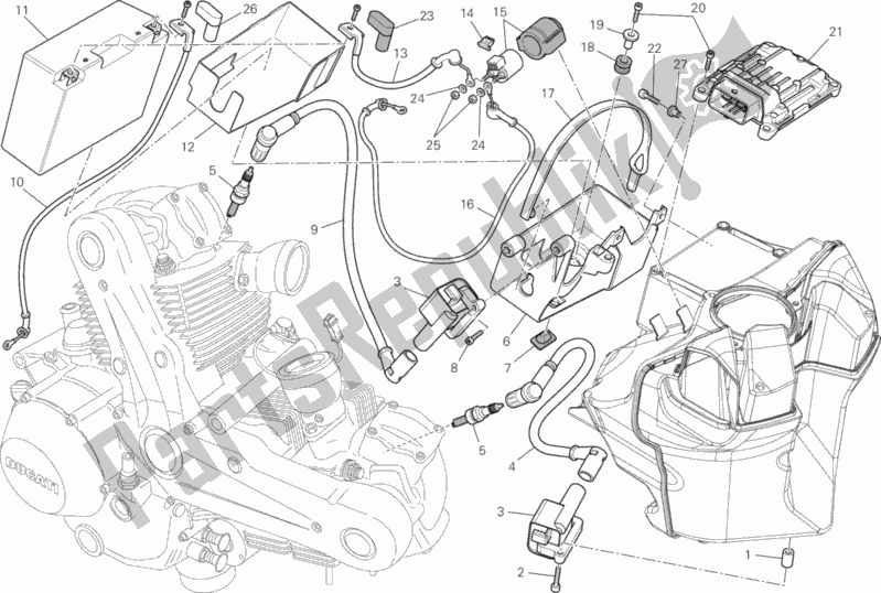 Alle onderdelen voor de Accu van de Ducati Monster 696 USA 2013